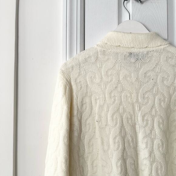 Cuddle Knit Wintuk Vintage Orlon Acrylic Collared Cable Knit Button Cardigan M - Picture 11 of 12